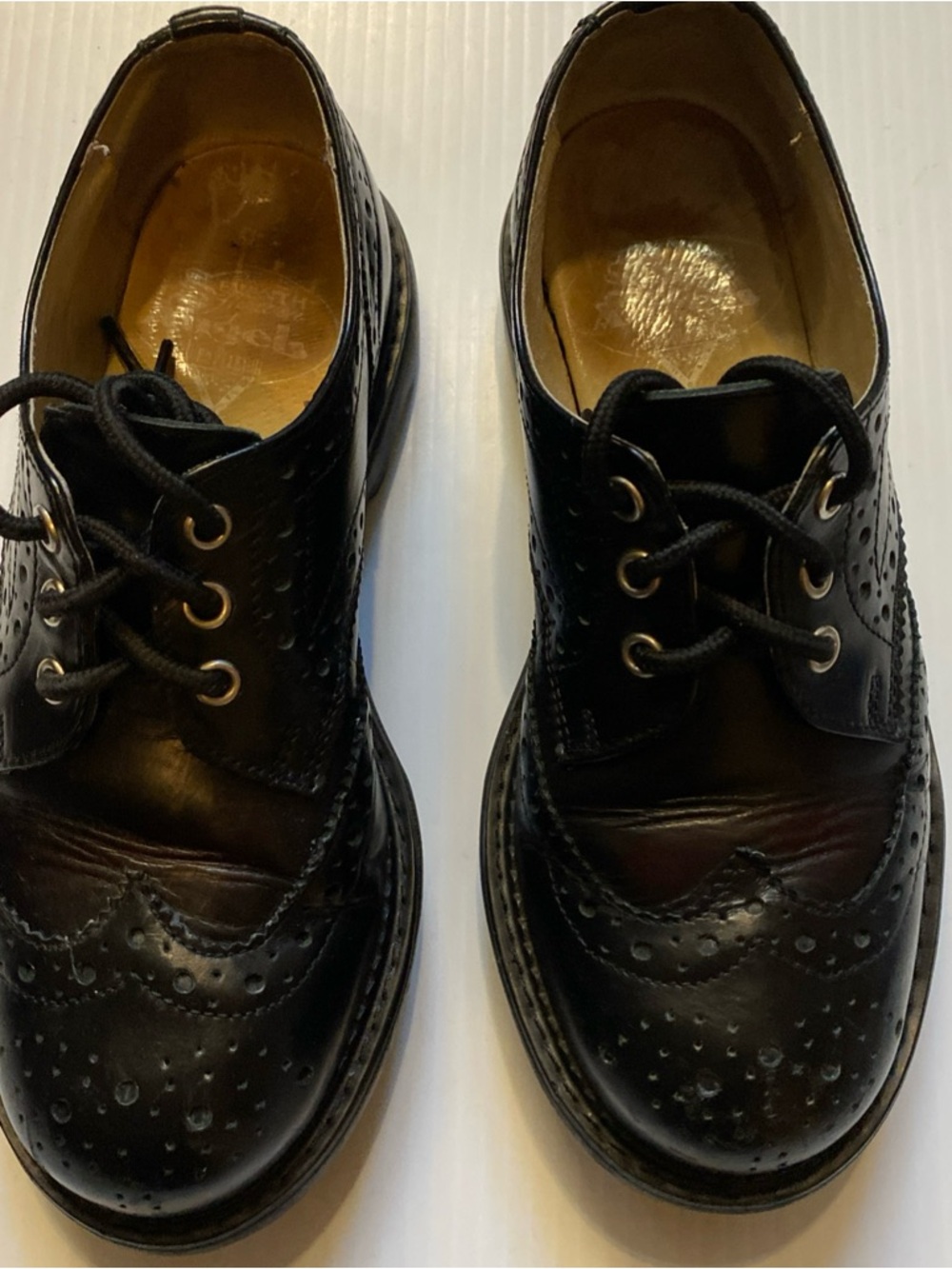 John Fluevog Seventh Heaven Black Wingtip Brogue Lace-Up Oxfords - size 4 1/2